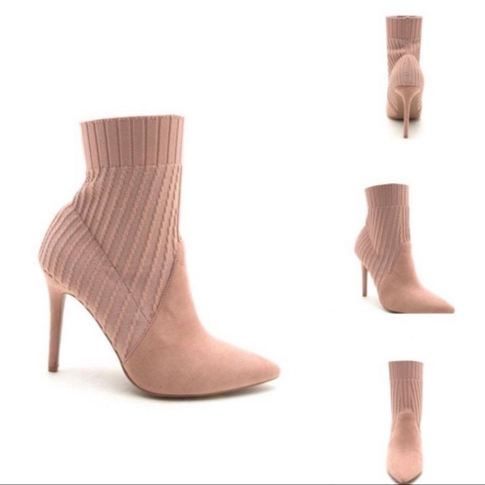 Qupid Blush Sock Heels